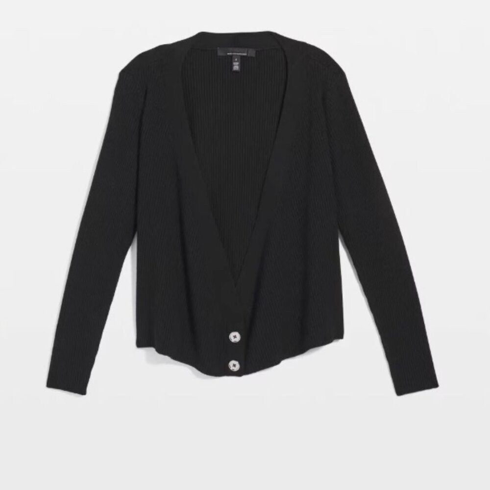White House Black Market Surplice Cardigan LG/Black BNWT